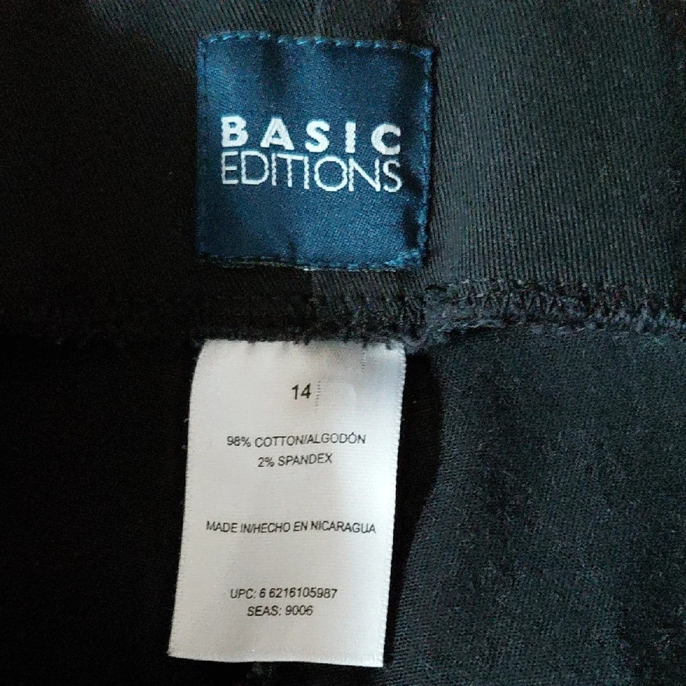 Basic Editions Women's Black Straight Leg Pants